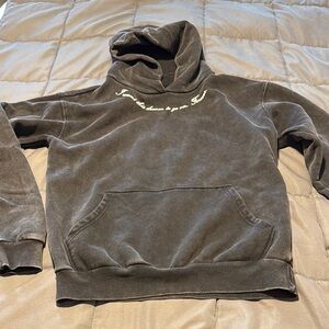 Black Hoodie with Embroidered Text